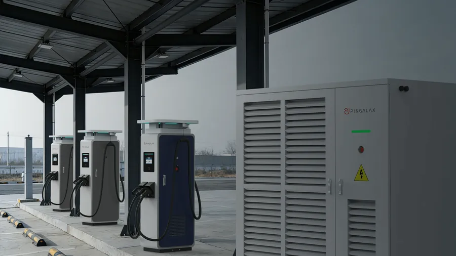 Système ABTIMES Prime installé sur une station de recharge sous auvent
